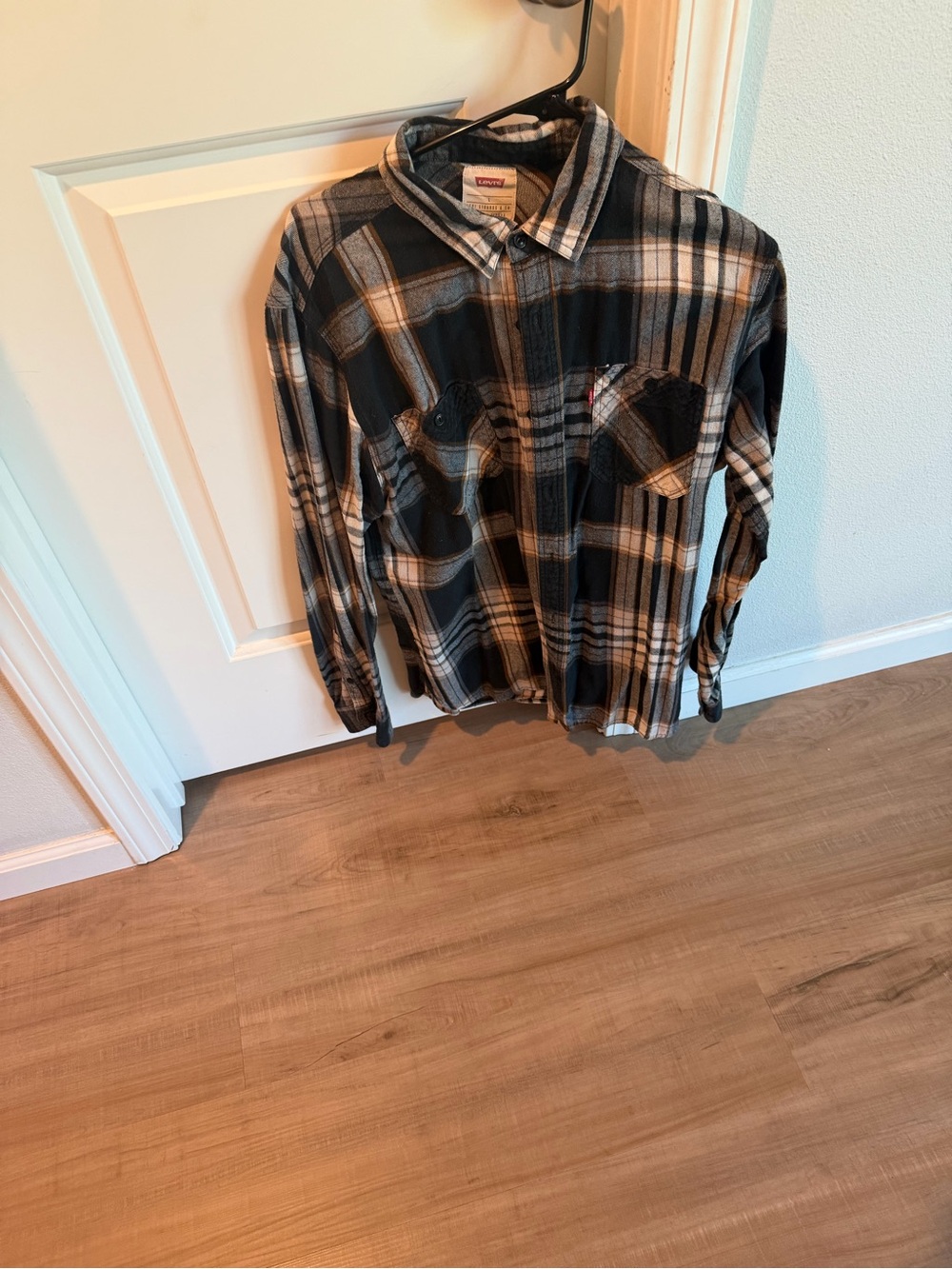 Levi's Black and White Plaid Button-Down Shirt